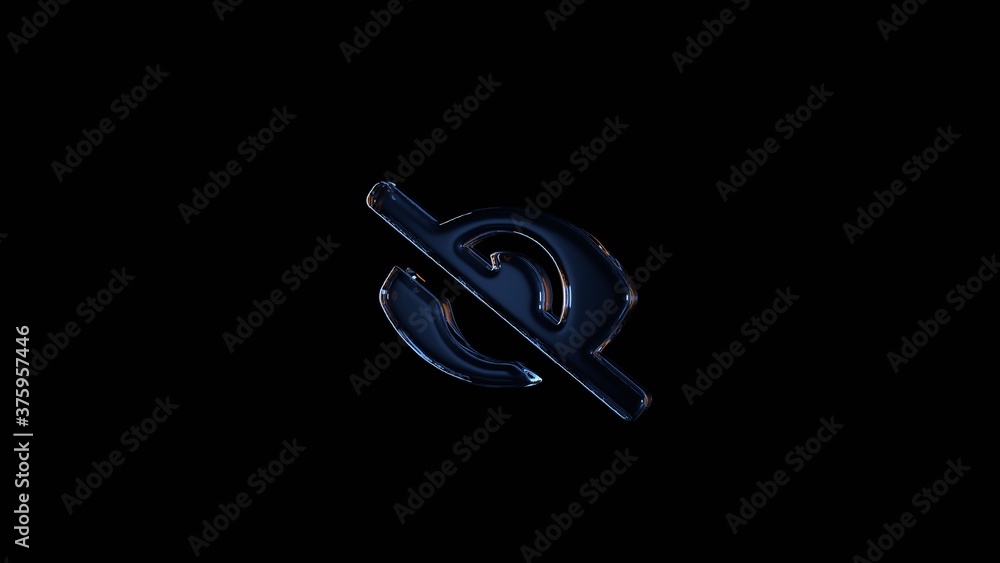 Poster 3d rendering glass symbol of eye slash isolated on black with reflection