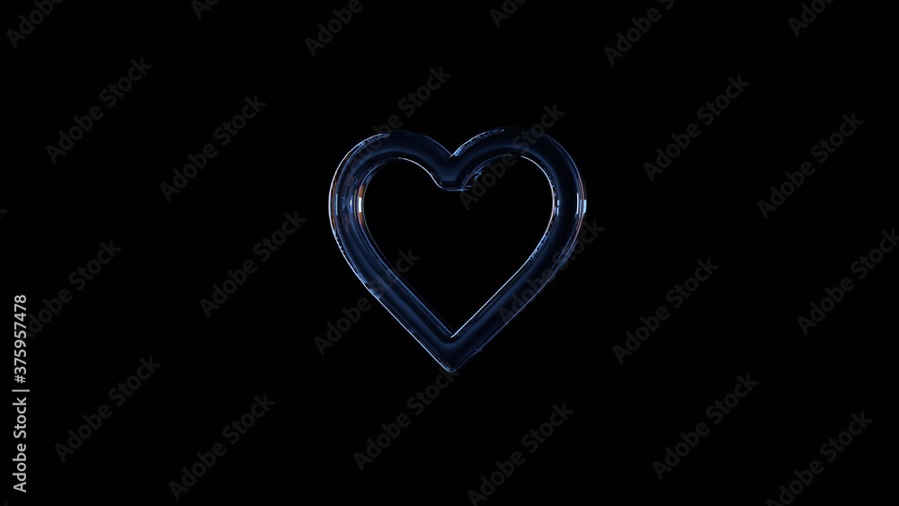 Poster 3d rendering glass symbol of favorite isolated on black with reflection