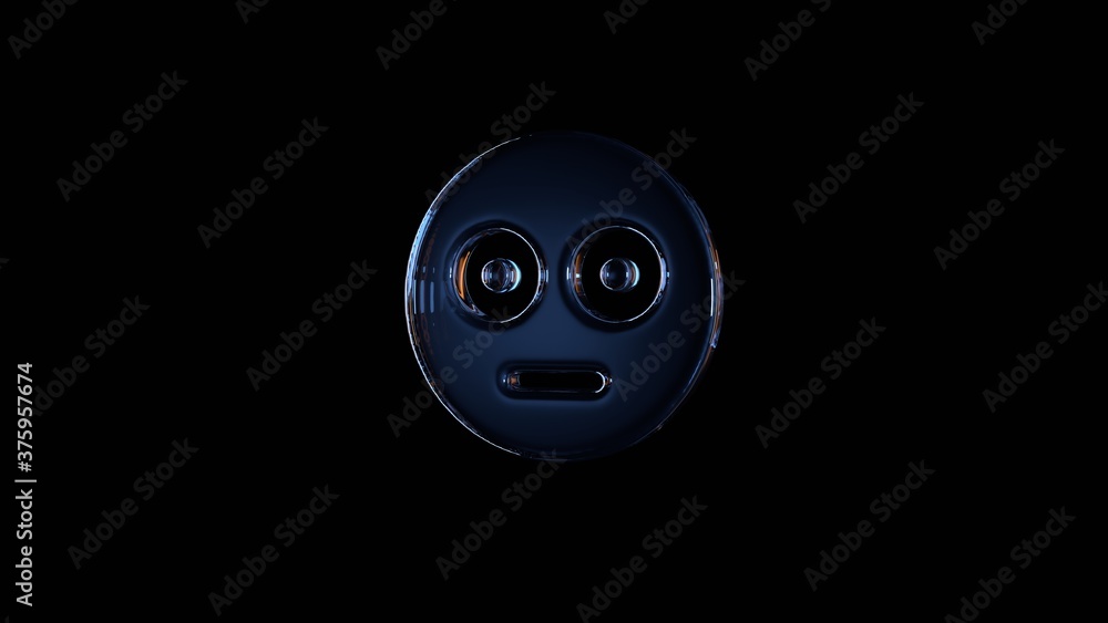Poster 3d rendering glass symbol of flushed isolated on black with reflection