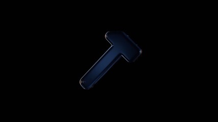 3d rendering glass symbol of hammer isolated on black with reflection