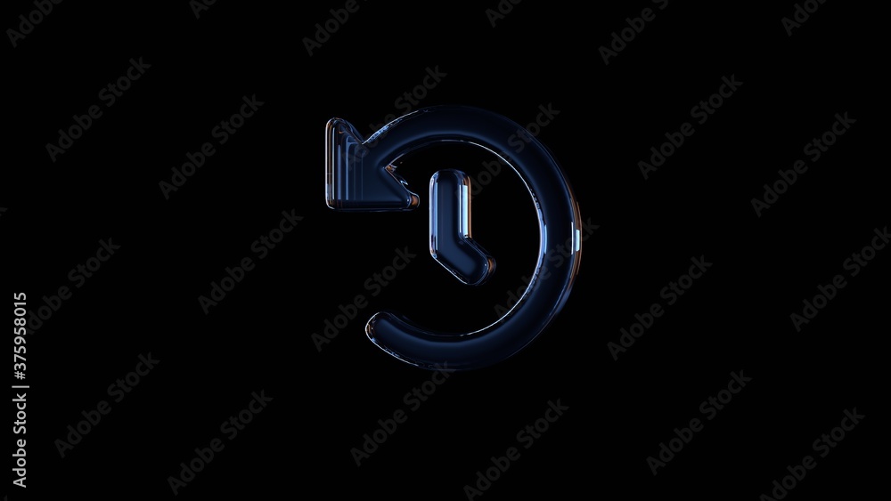 Poster 3d rendering glass symbol of history isolated on black with reflection