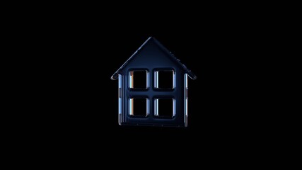 3d rendering glass symbol of home  isolated on black with reflection
