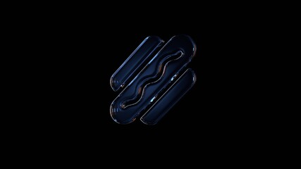 Obraz premium 3d rendering glass symbol of hotdog isolated on black with reflection