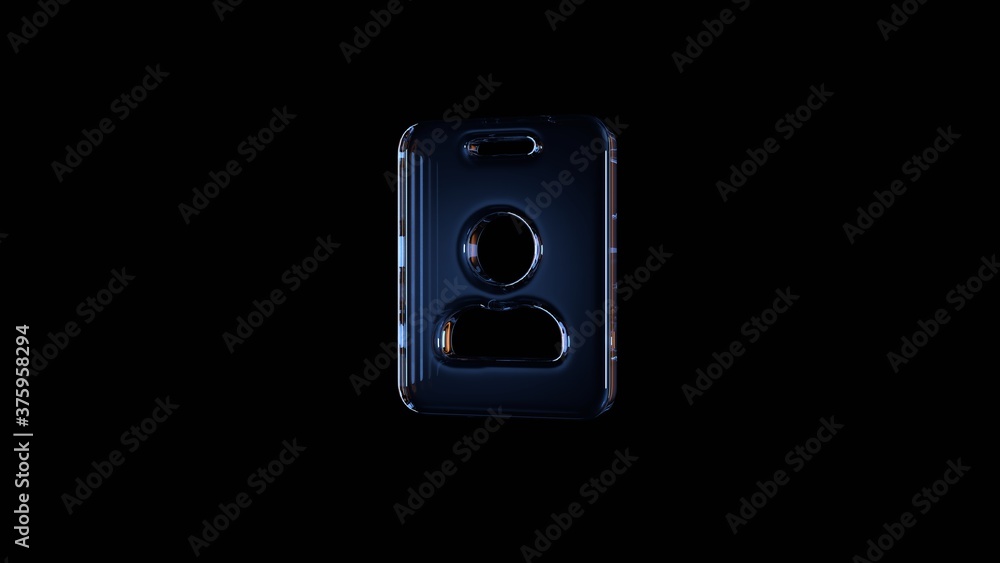 Poster 3d rendering glass symbol of id badge isolated on black with reflection