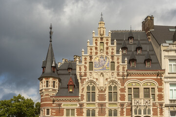 sundial in an old house in Brussels, Belgium