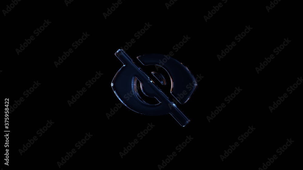 Poster 3d rendering glass symbol of interface isolated on black with reflection