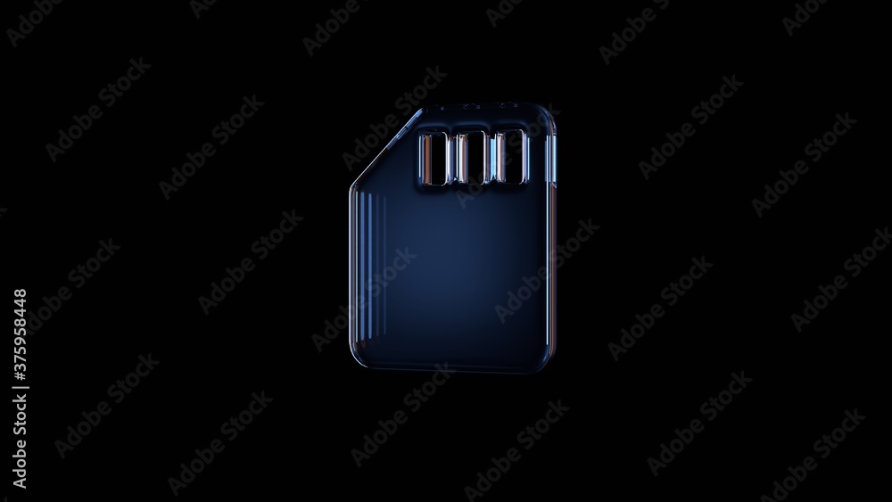 Poster 3d rendering glass symbol of interface isolated on black with reflection