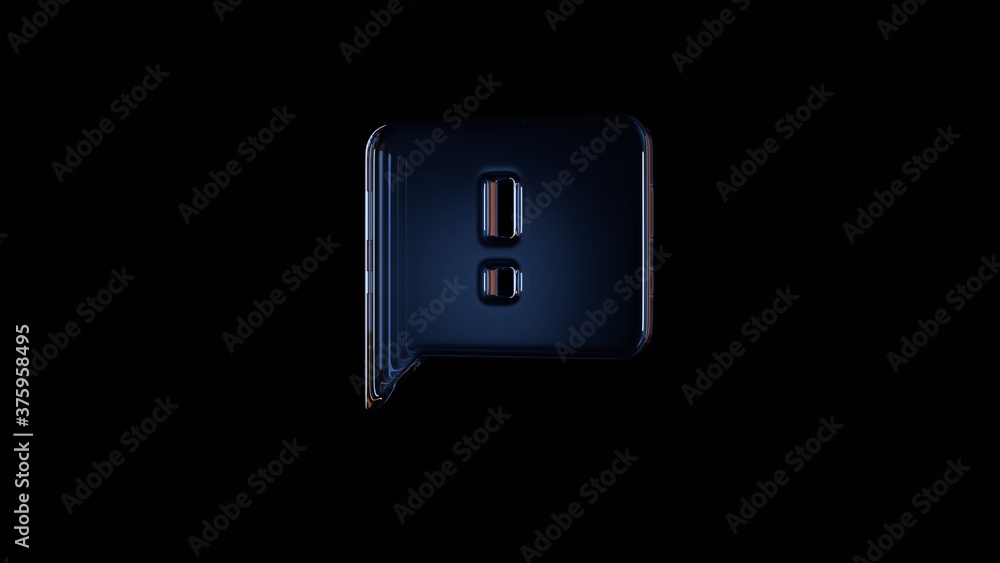 Poster 3d rendering glass symbol of interface isolated on black with reflection