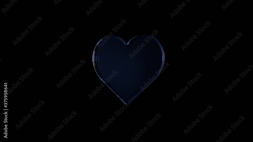 Poster 3d rendering glass symbol of like isolated on black with reflection