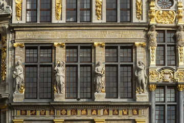 Fototapeta na wymiar Maison de La Colline was the home of the corporation of the Four Crowns, sculptors, masons, stonemasons and slate makers in Brussels, Belgium