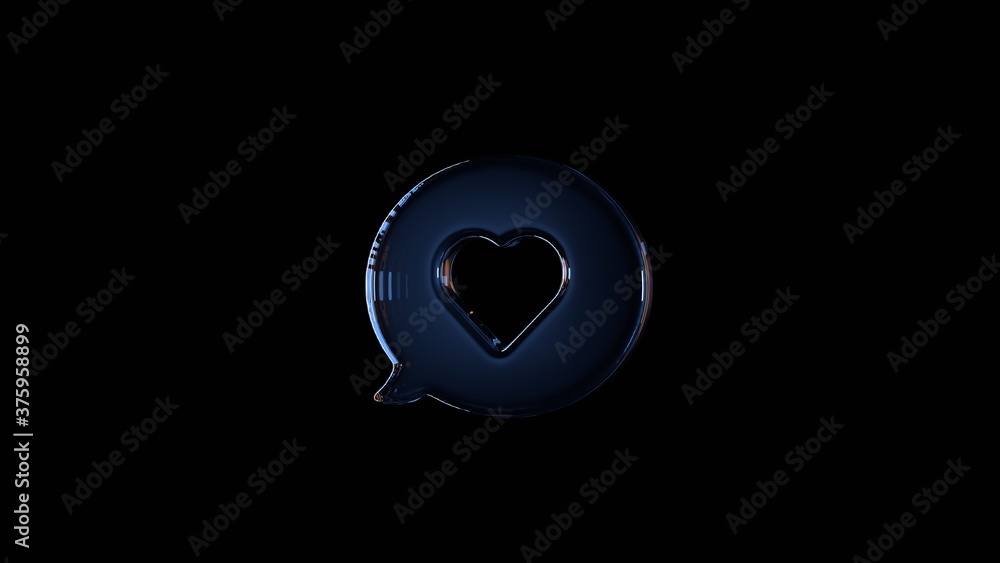 Poster 3d rendering glass symbol of multimedia isolated on black with reflection
