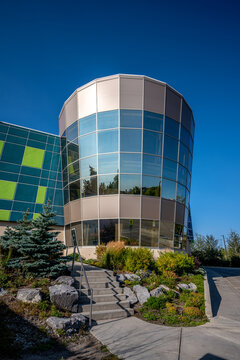 Calgary, Alberta - September 4, 2020: Exterior of buildings on the Mount Royal University Campus in Calgary. 
