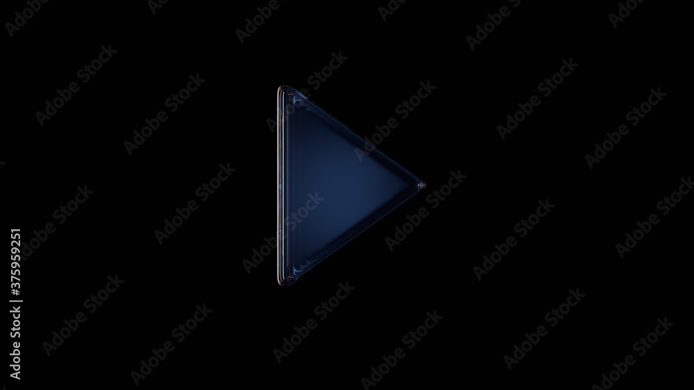 Poster 3d rendering glass symbol of play button isolated on black with reflection