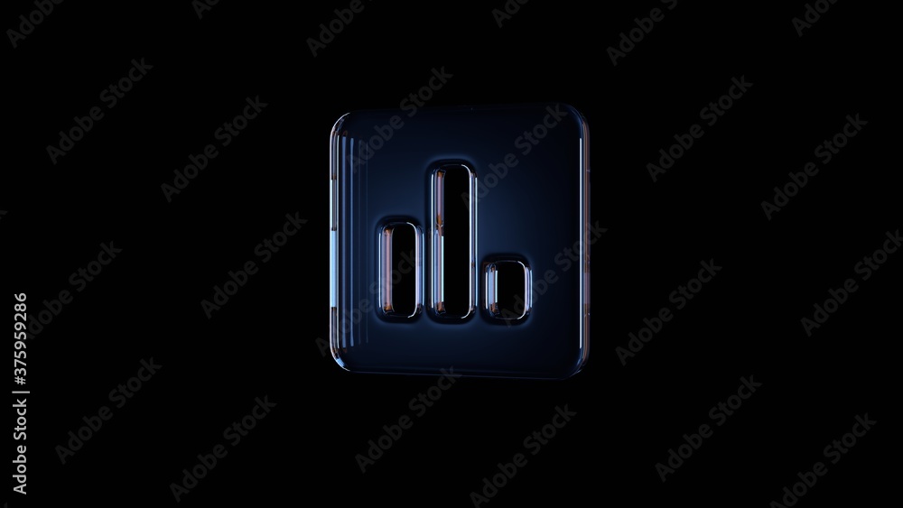 Poster 3d rendering glass symbol of poll isolated on black with reflection