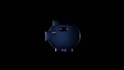3d rendering glass symbol of piggy bank isolated on black with reflection