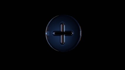 Fototapeta premium 3d rendering glass symbol of plus isolated on black with reflection