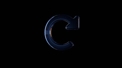Naklejka premium 3d rendering glass symbol of redo isolated on black with reflection