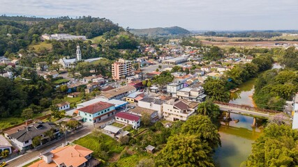 Aerial view of the city of Nova Veneza, Santa Catarina