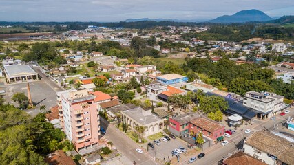 Aerial view of the city of Nova Veneza, Santa Catarina