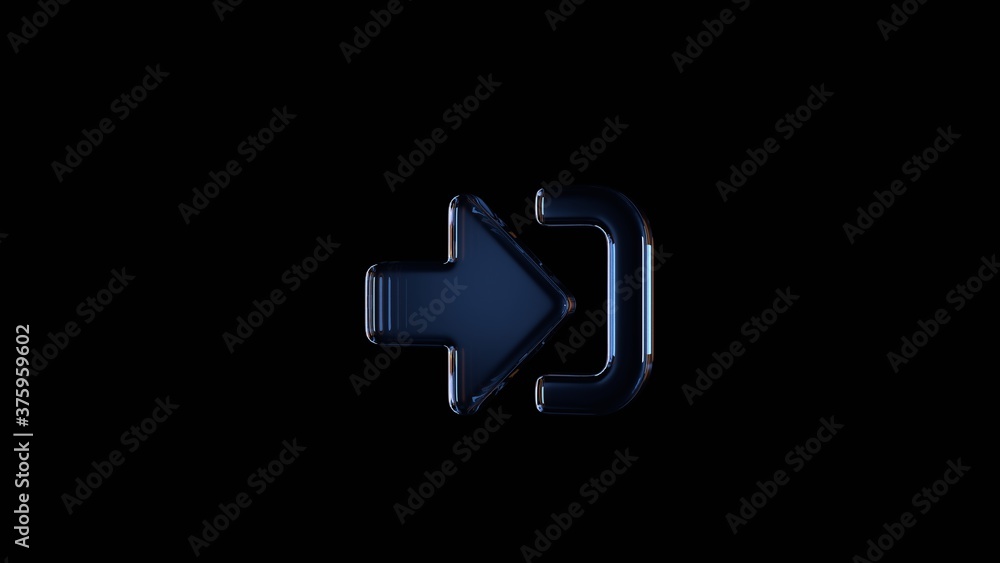 Aufkleber 3d rendering glass symbol of sign in alt isolated on black with reflection