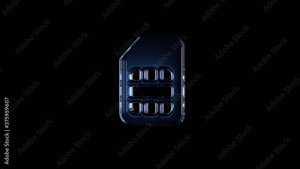 Poster 3d rendering glass symbol of sim card isolated on black with reflection