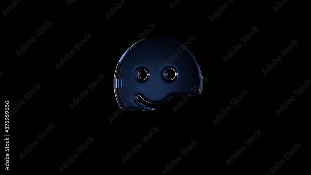 Poster 3d rendering glass symbol of smile isolated on black with reflection