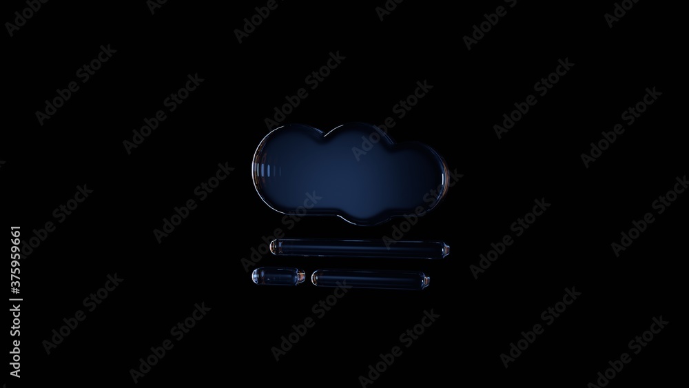 Poster 3d rendering glass symbol of smog isolated on black with reflection