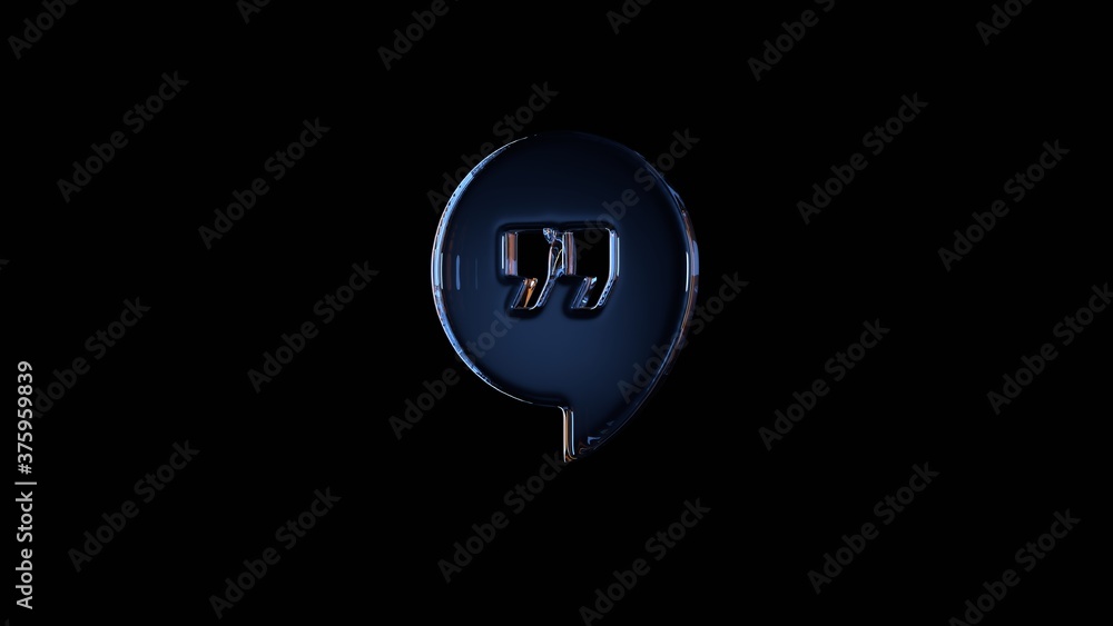 Poster 3d rendering glass symbol of symbol isolated on black with reflection