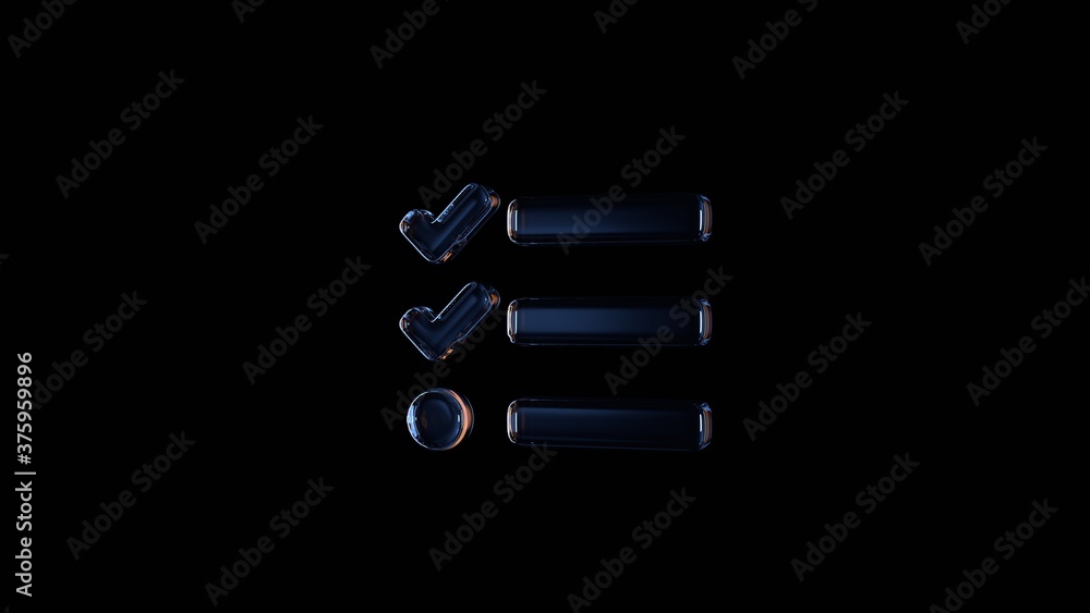 Poster 3d rendering glass symbol of tasks isolated on black with reflection