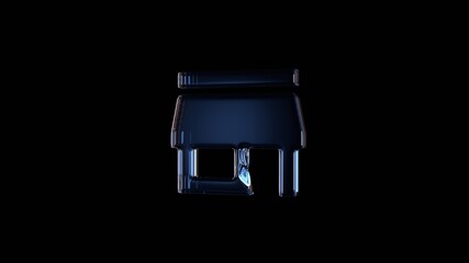 3d rendering glass symbol of store isolated on black with reflection