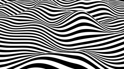 Optical illusion pattern. Geometric background with black and white stripes. Vector illustration