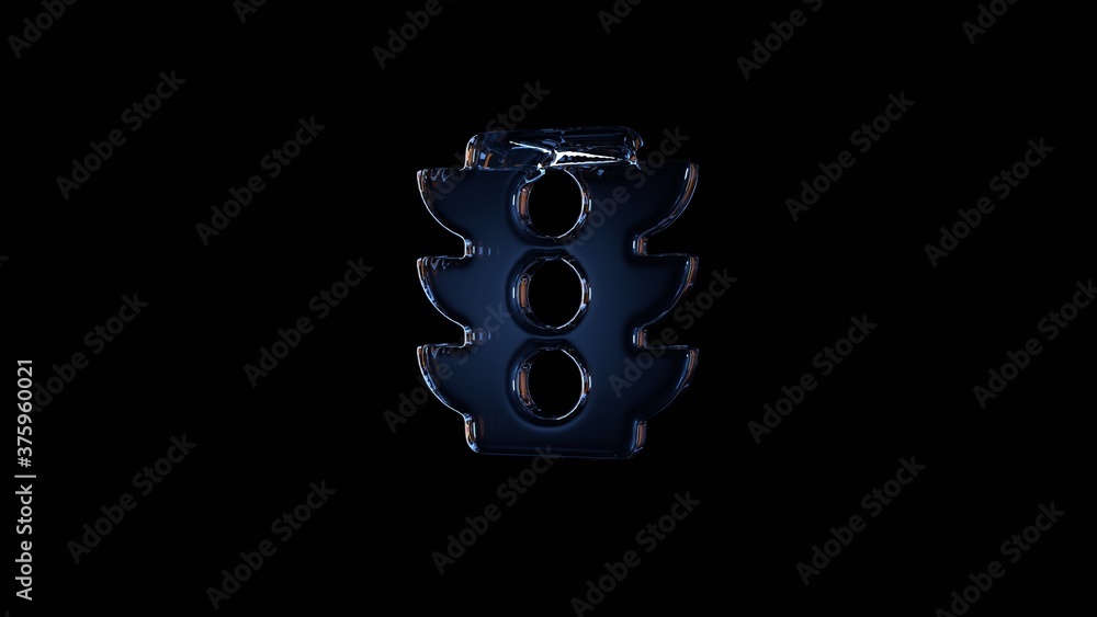 Poster 3d rendering glass symbol of traffic light isolated on black with reflection