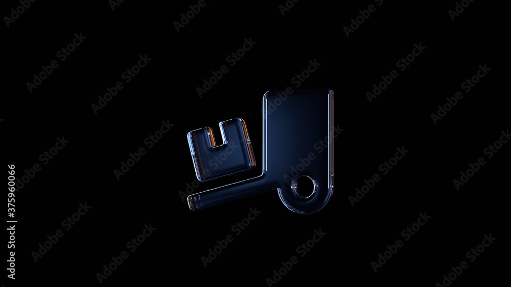 Poster 3d rendering glass symbol of truck loading isolated on black with reflection