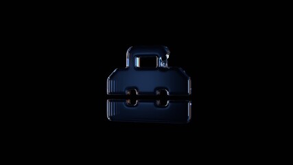 3d rendering glass symbol of toolbox isolated on black with reflection