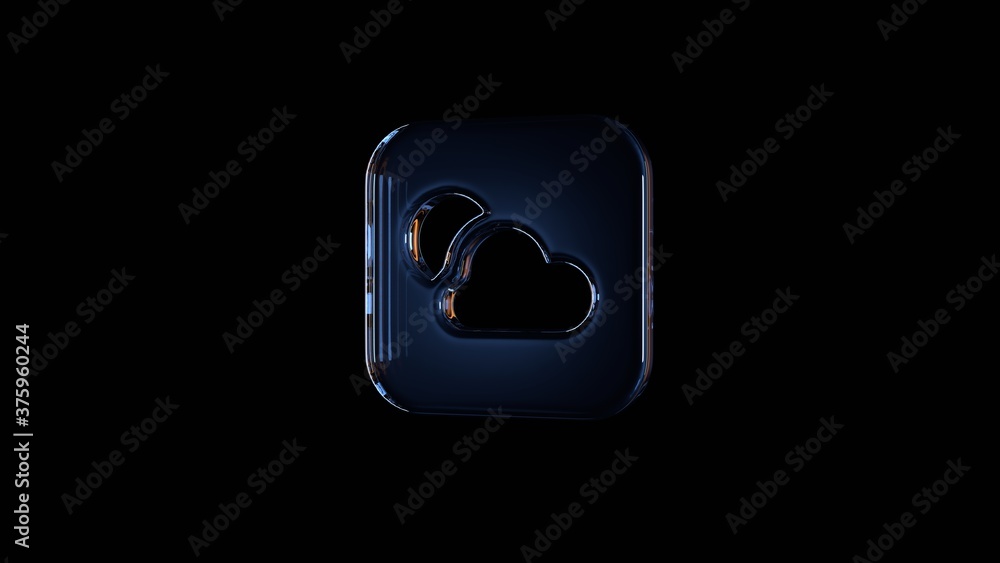 Poster 3d rendering glass symbol of weather isolated on black with reflection