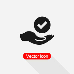 Confirm Icon Check Icon In The Hand Vector Illustration Eps10