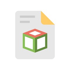 3D modelling icon. Three dimensional product printing file.