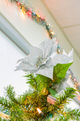 Close up shot of Christmas ornament hanging on the tree