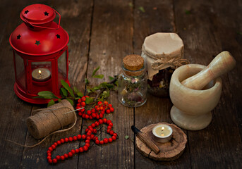 autumn still life with a candle