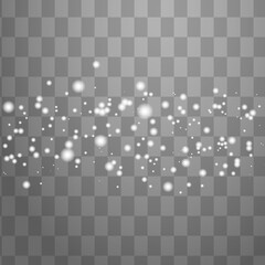 White sparks glitter special light effect. Vector sparkles on transparent background. Christmas abstract pattern. Sparkling magic dust particles
