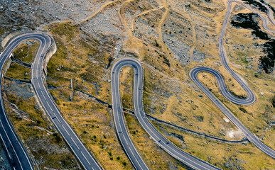 Mountain serpentine of Transfagarasan highway in Romania