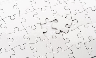 Close up view of unfinished jigsaw puzzle