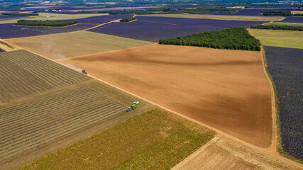 Aerial view of Lavender and earth field in Valensole - diagonal