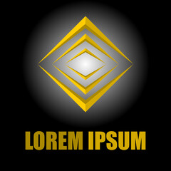 square vector logo for real estate and business with 3d home illustrations