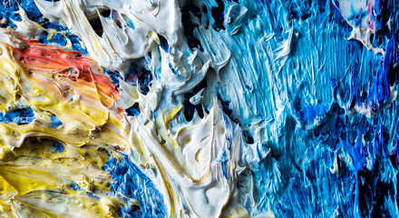 Multicolored oil paint macro close up