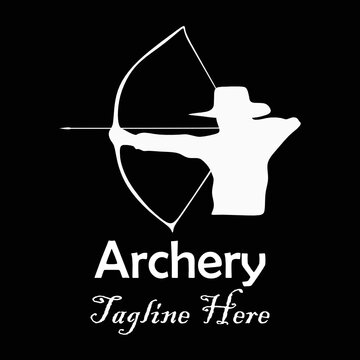 Black and white vector of coboy archery