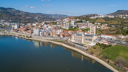 Fototapeta na wymiar Aerial view of the city of Peso da Régua, Portugal, in the Douro river valley