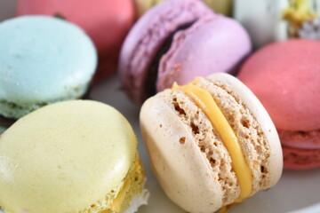 
spectacular views of some different colored sweets on a white background