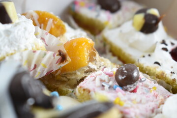 
spectacular views of some different colored sweets on a white background