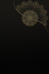 Black background with luxury golden Mandala. Great for invitation, flyer, menu, brochure, postcard, wallpaper, decoration, or any desired idea.